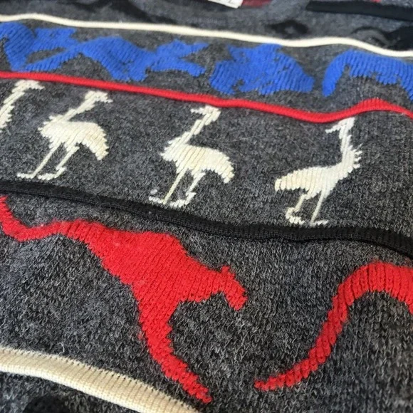Vintage Hysport Australian Pure New Wool Kangaroo Emu Graphic Sweater Mens Small - Picture 9 of 9